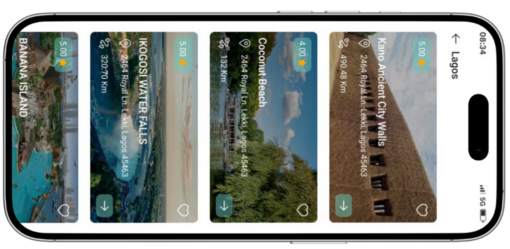 Sabi Naija explore list screen in a phone frame